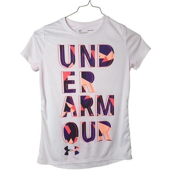 Under Armour Girls Lg UA Heatgear Hybrid 2.0 Big Logo Loose Graphic Tee L NWOT - Picture 4 of 4